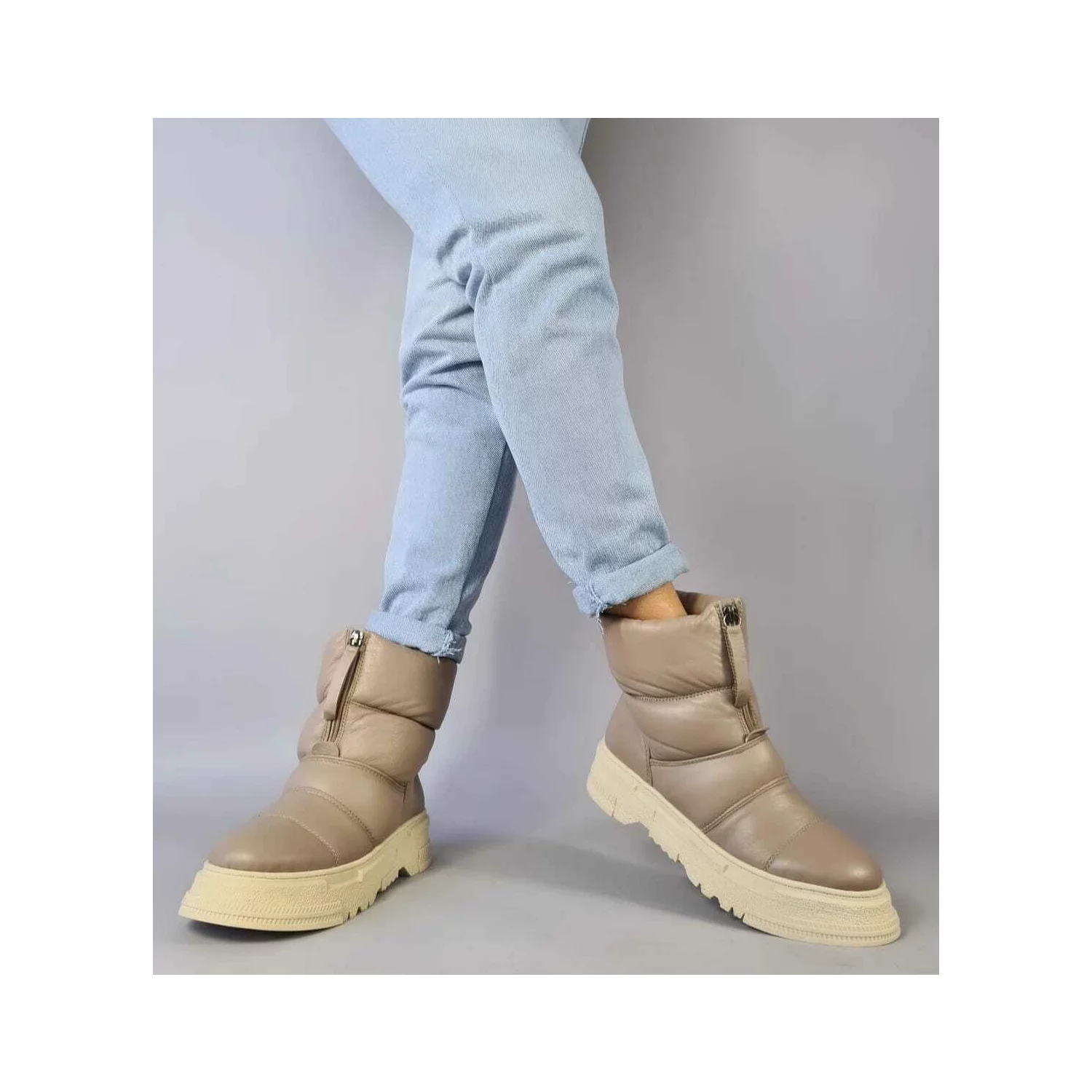 Ghete dama Piele Naturala Bej Pembe