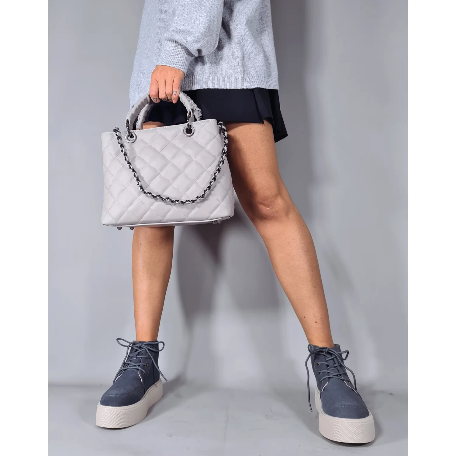 Geanta dama Piele Naturala Gri Zeta