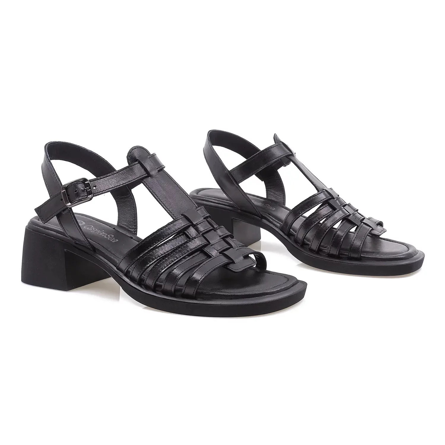 Sandale dama Piele naturala Negre, casual Cas-649