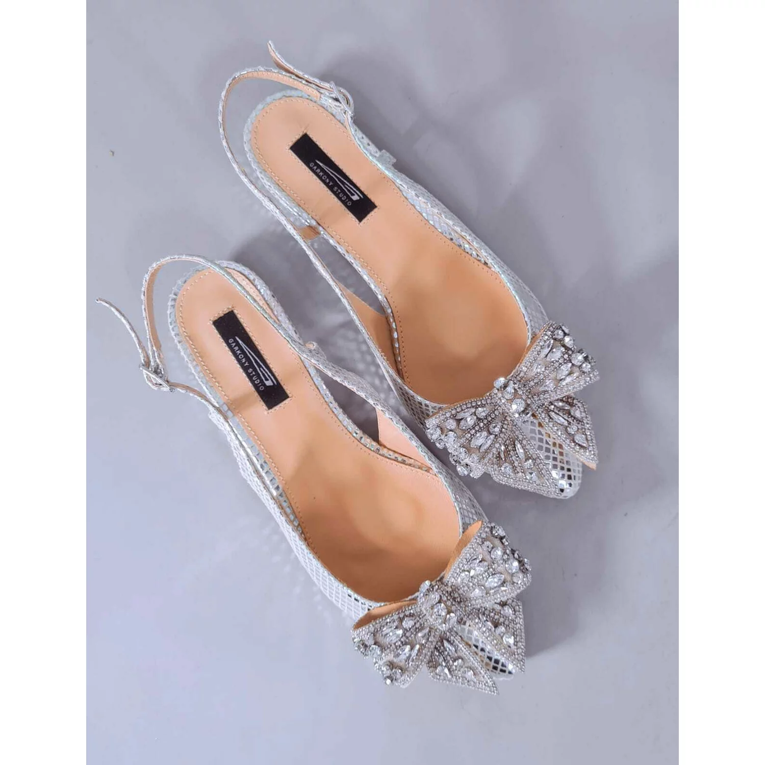 Balerini Piele Naturala presaj auriu cu funda Angel