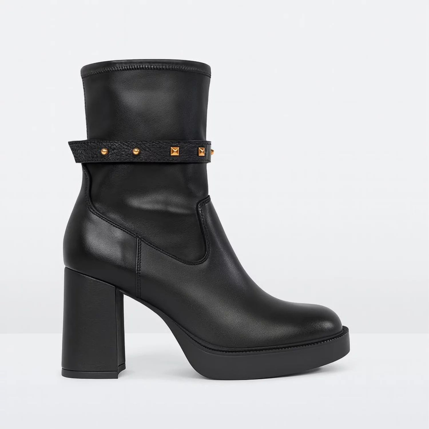 Ghete din Piele Naturala Negre cu platforma Garkony Urban Queen