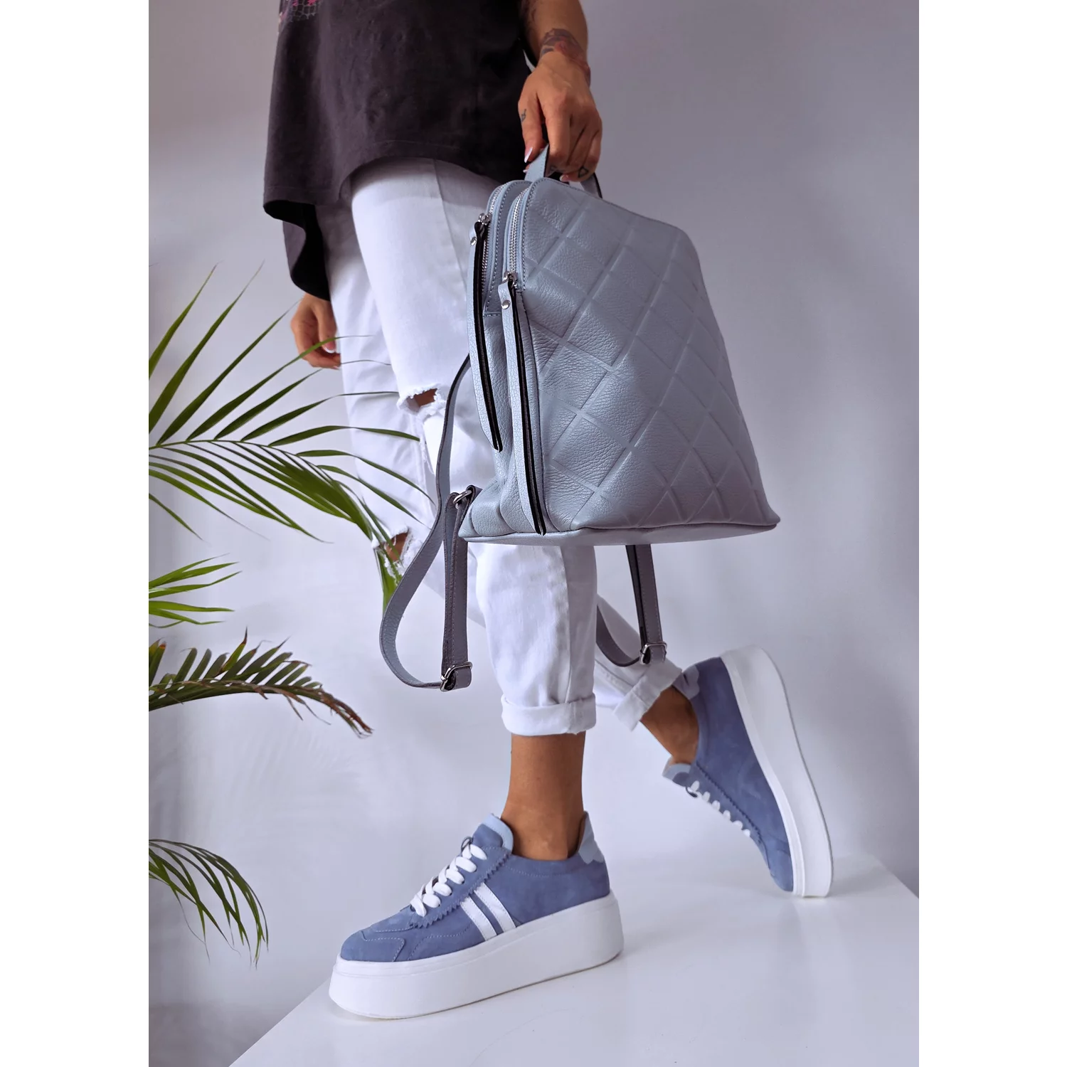 Pantofi casual Piele Naturala velur Blue Danzy