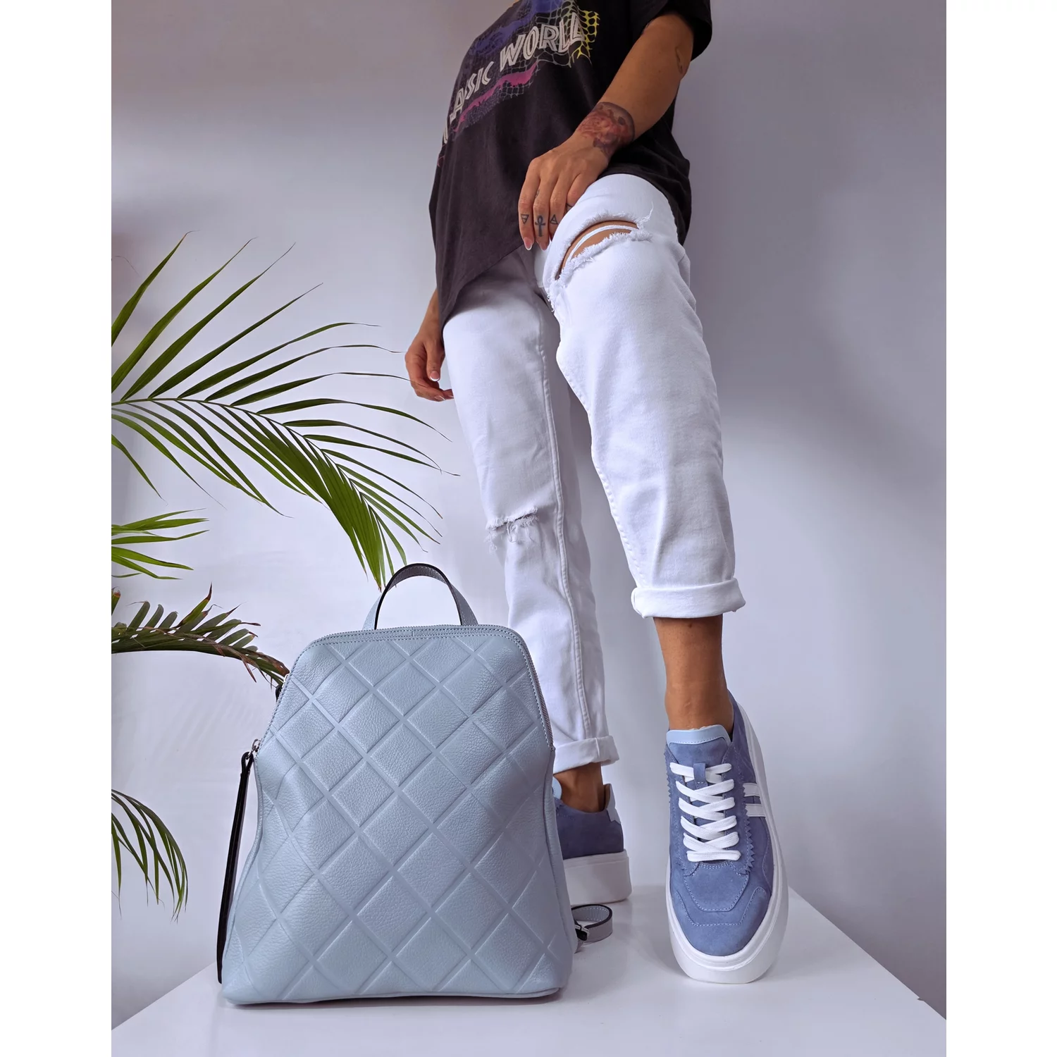 Rucsac dama Piele Naturala Blue Arina