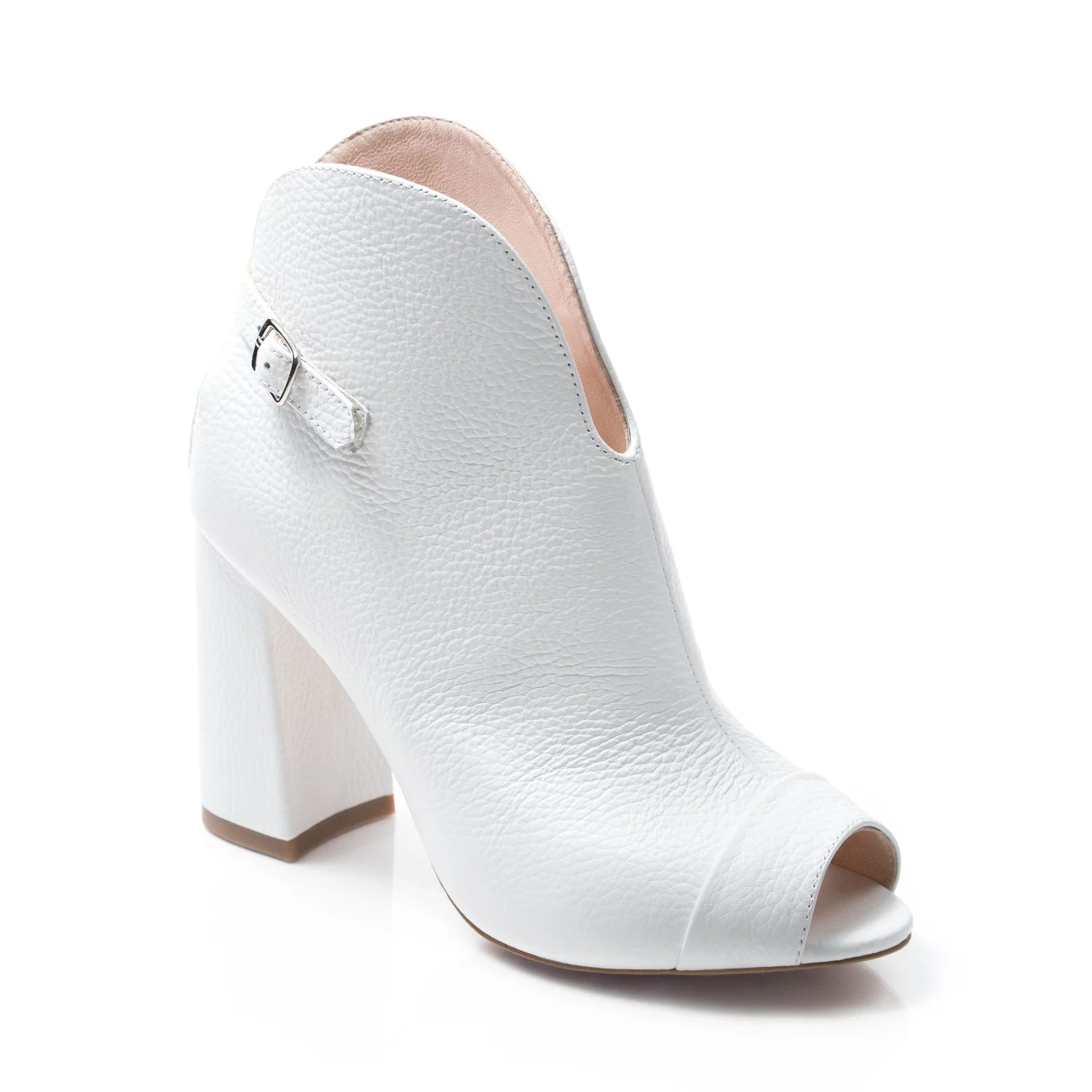 Botine decupate dama piele alba Ruby