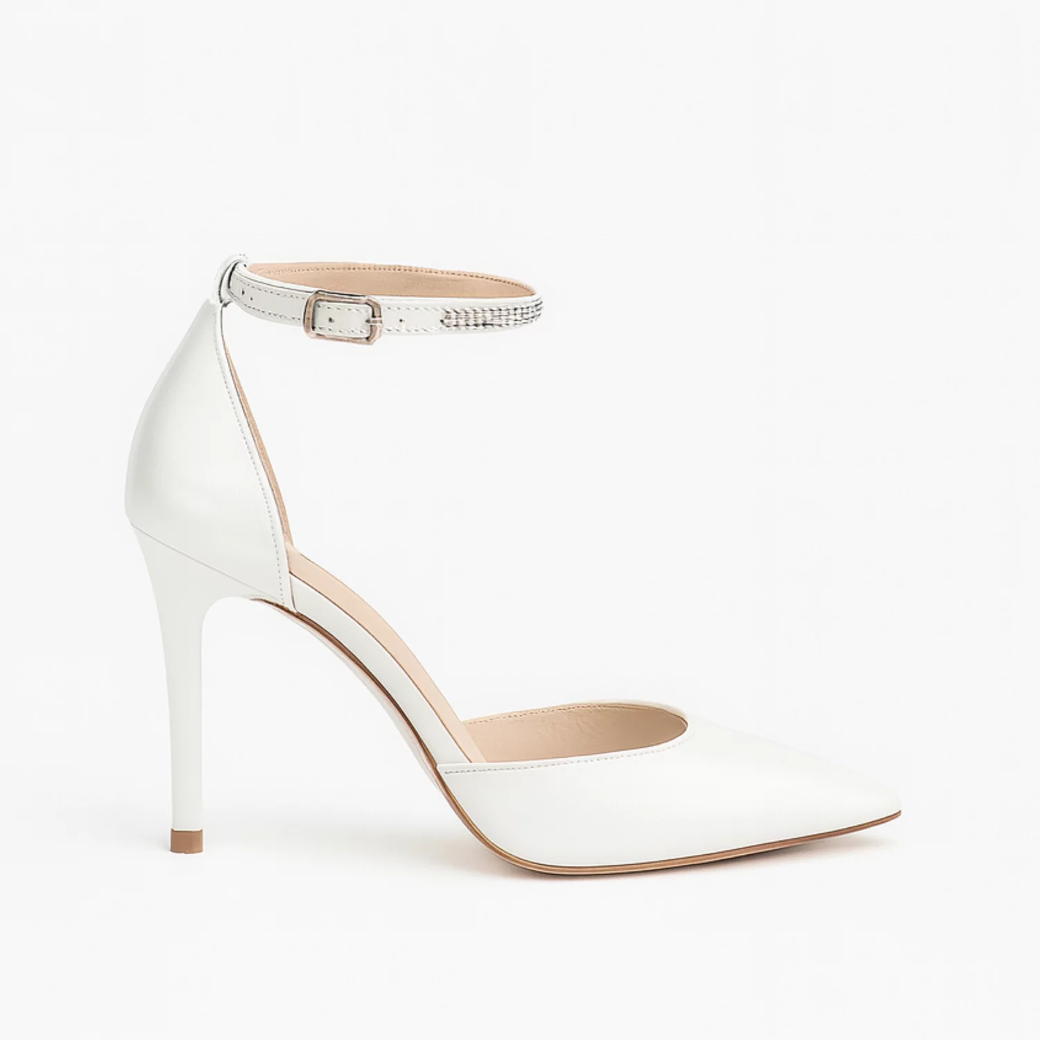 Pantofi stiletto Piele Naturala alb sidef Sesame