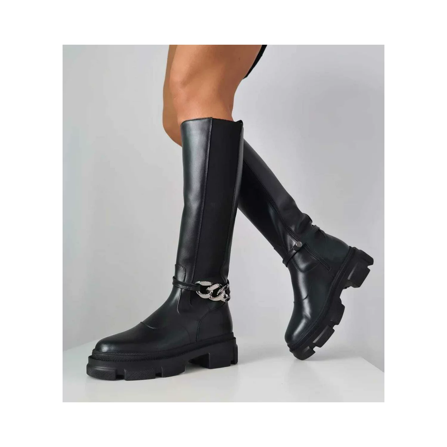 Cizme negre din piele naturala Dublin