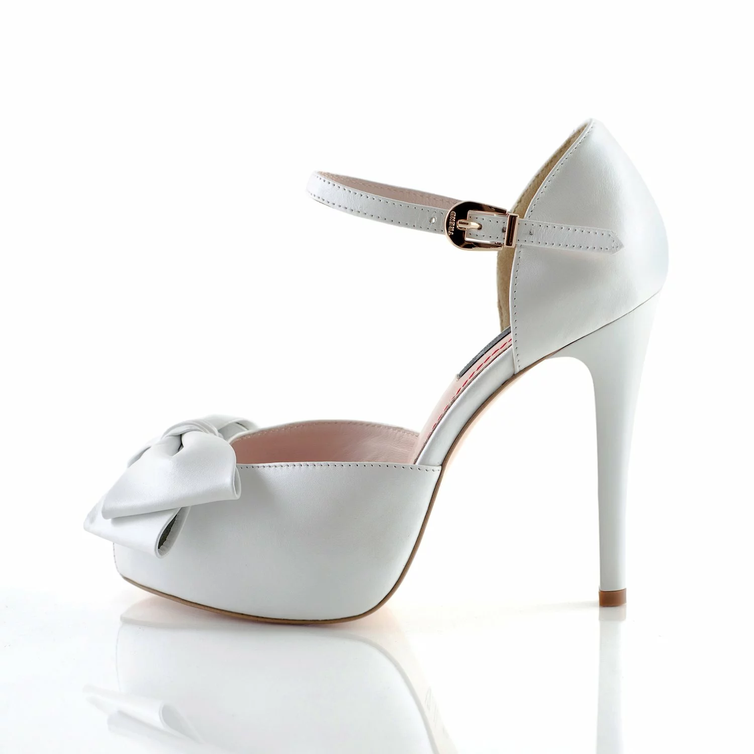 Sandale piele alba sidefata Elle