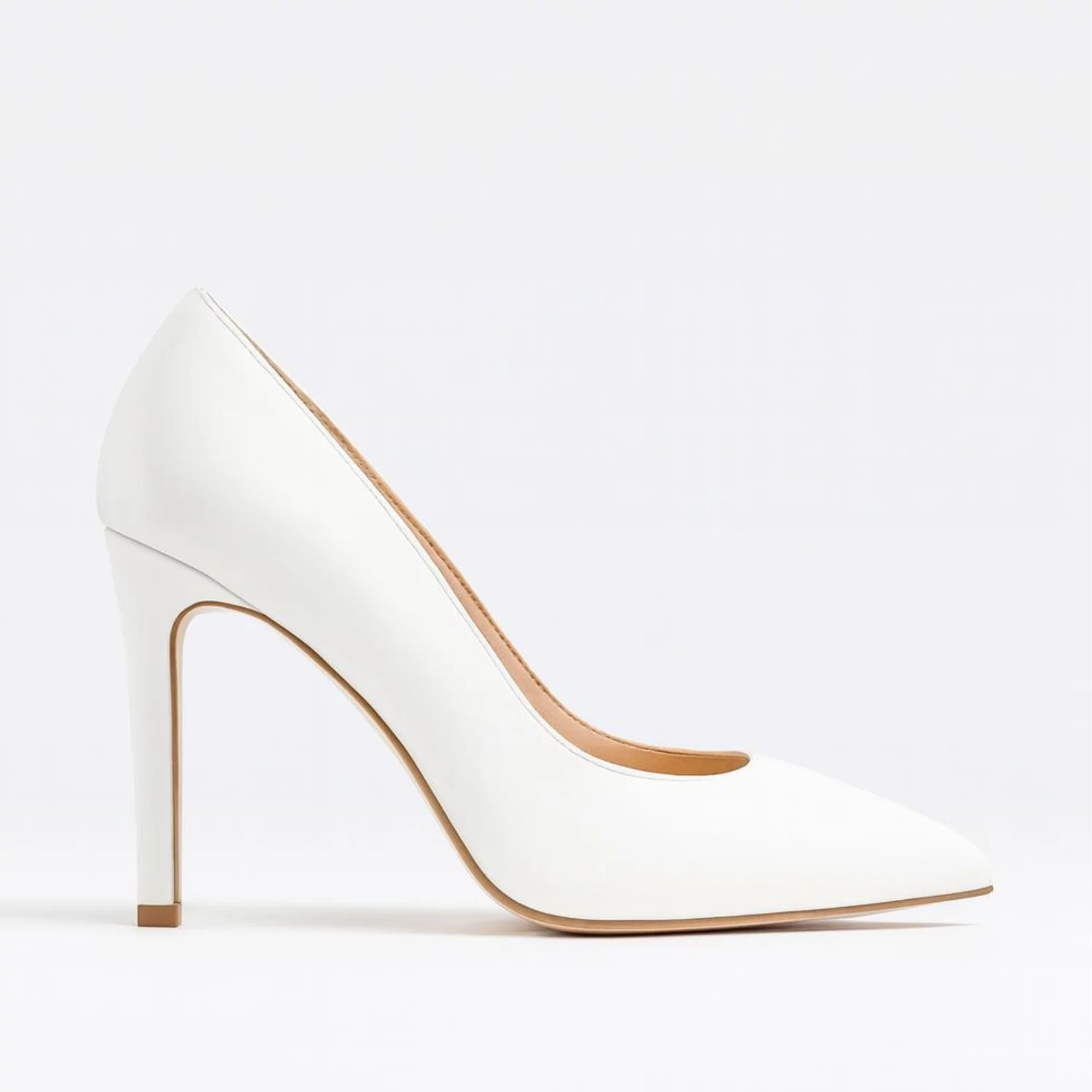 Pantofi stiletto Piele Naturala Trend Albi