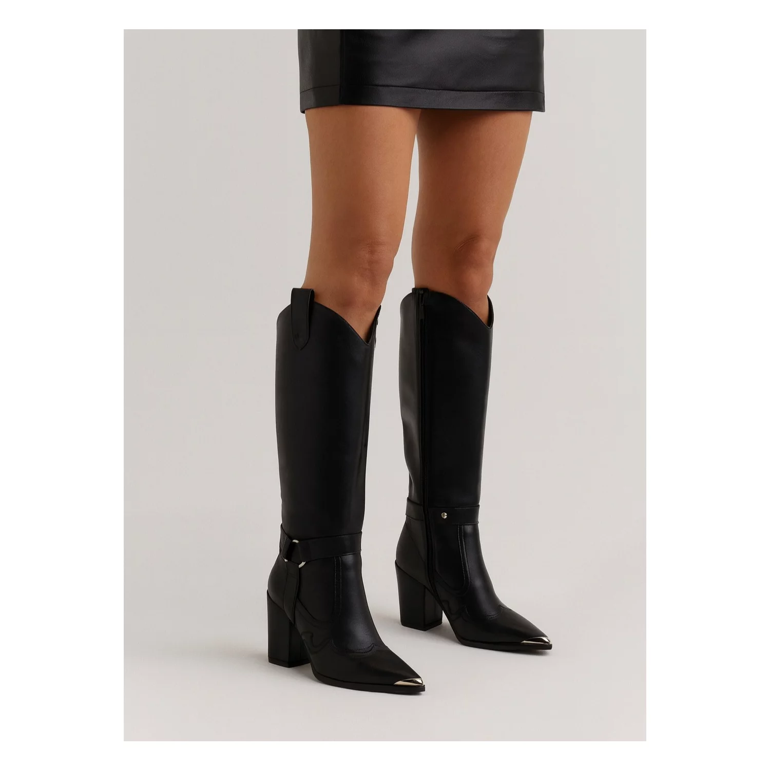 Cizme cu carambi detasabili Piele Naturala Negre Jinx