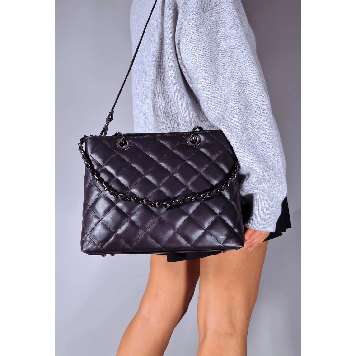 Geanta dama Piele Naturala Neagra Zeta