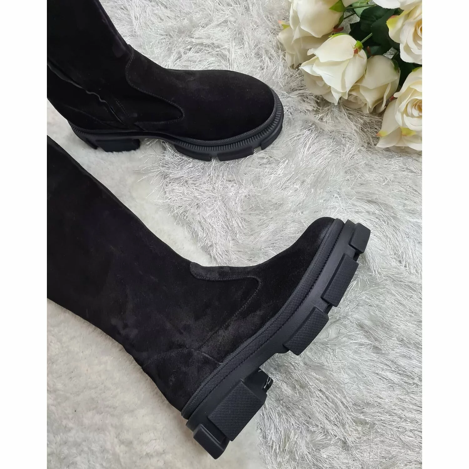 Cizme negre din piele naturala Miko