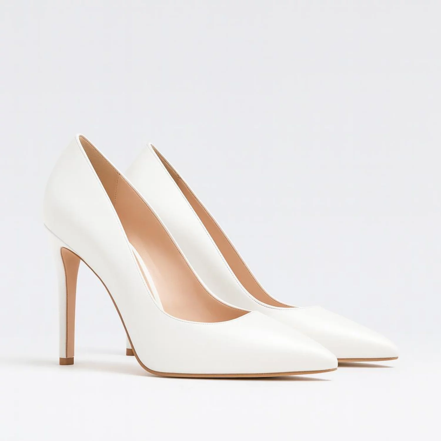 Pantofi stiletto Piele Naturala Trend Albi