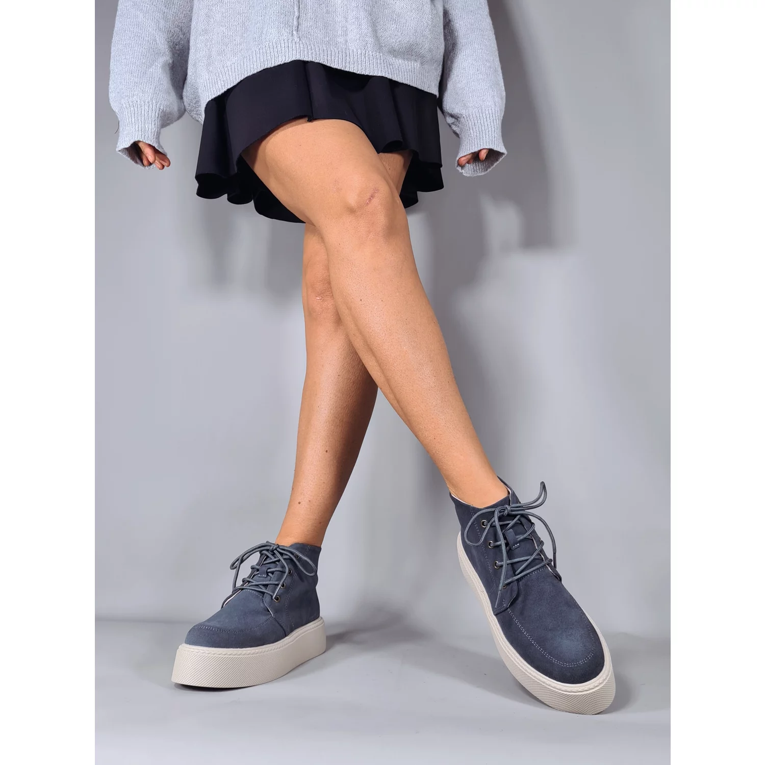 Ghete dama Piele Naturala Gri velur Linx