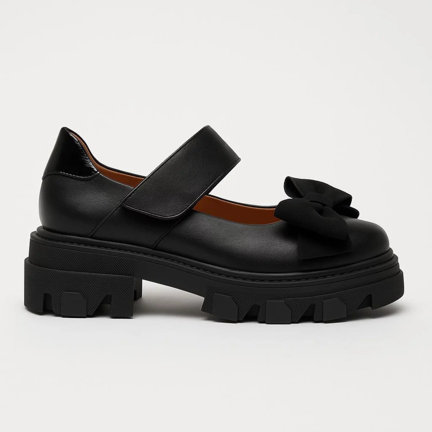 Pantofi casual Piele Naturala Negri cu fundita School