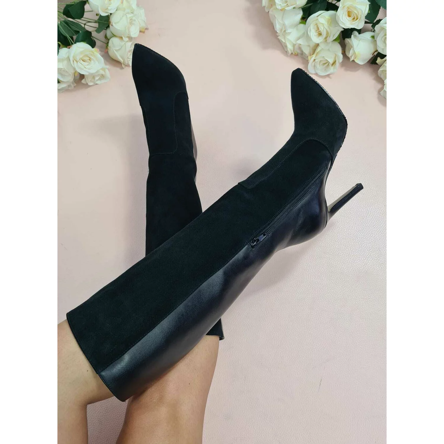 Cizme negre din piele natuirala Alis