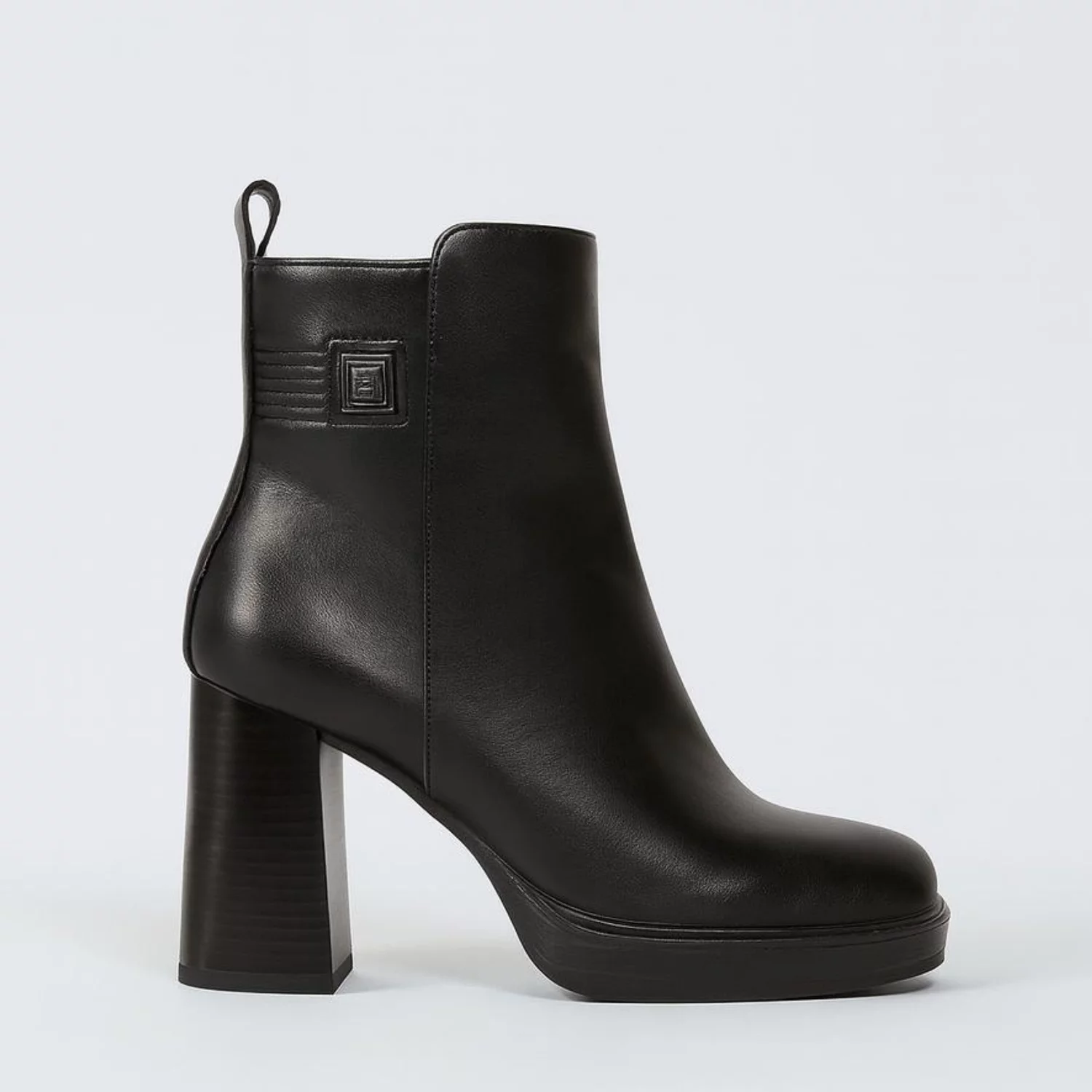 Botine dama Negre din Piele Naturala cu toc gros si platforma Mara