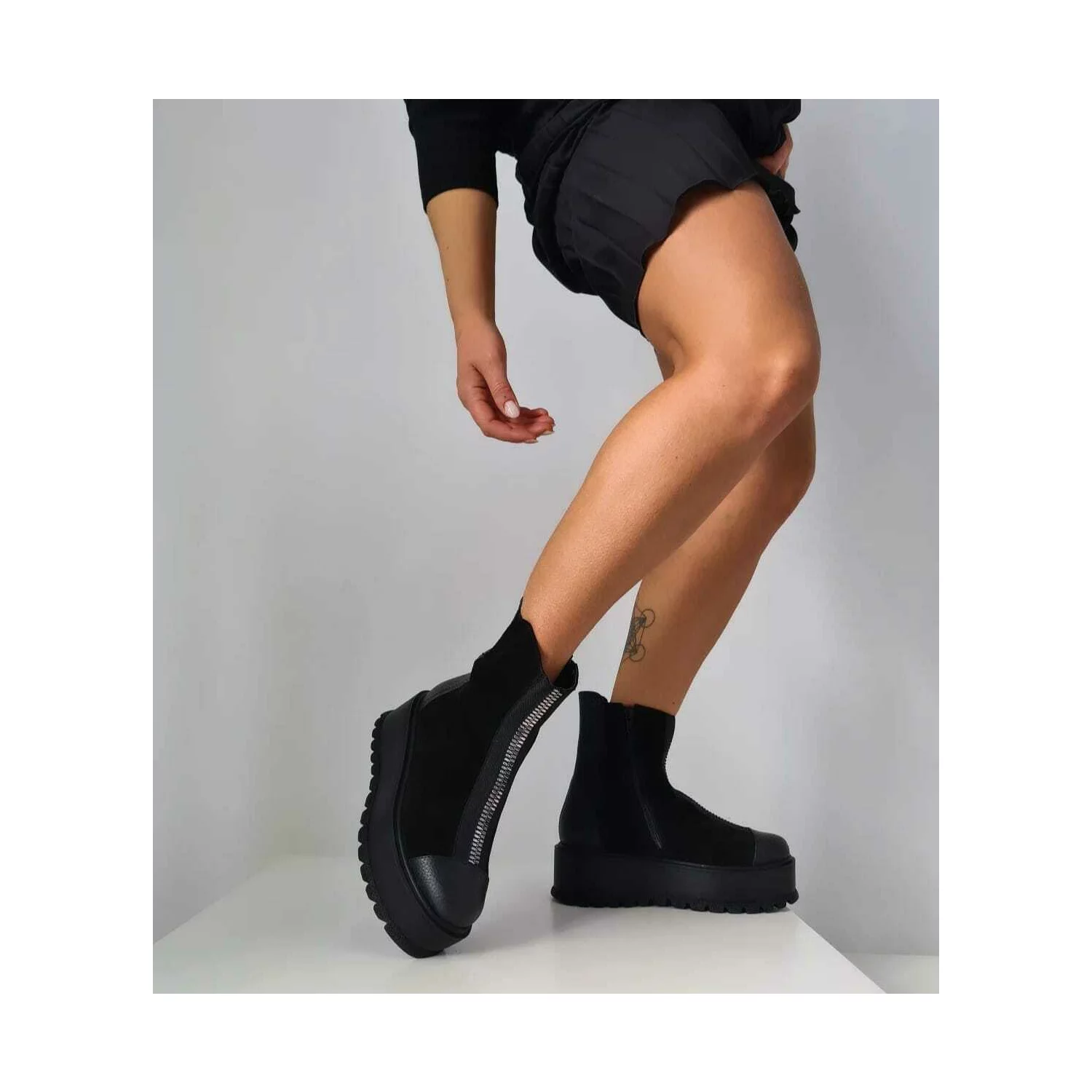 Ghete din piele naturala neagra Kalifornia