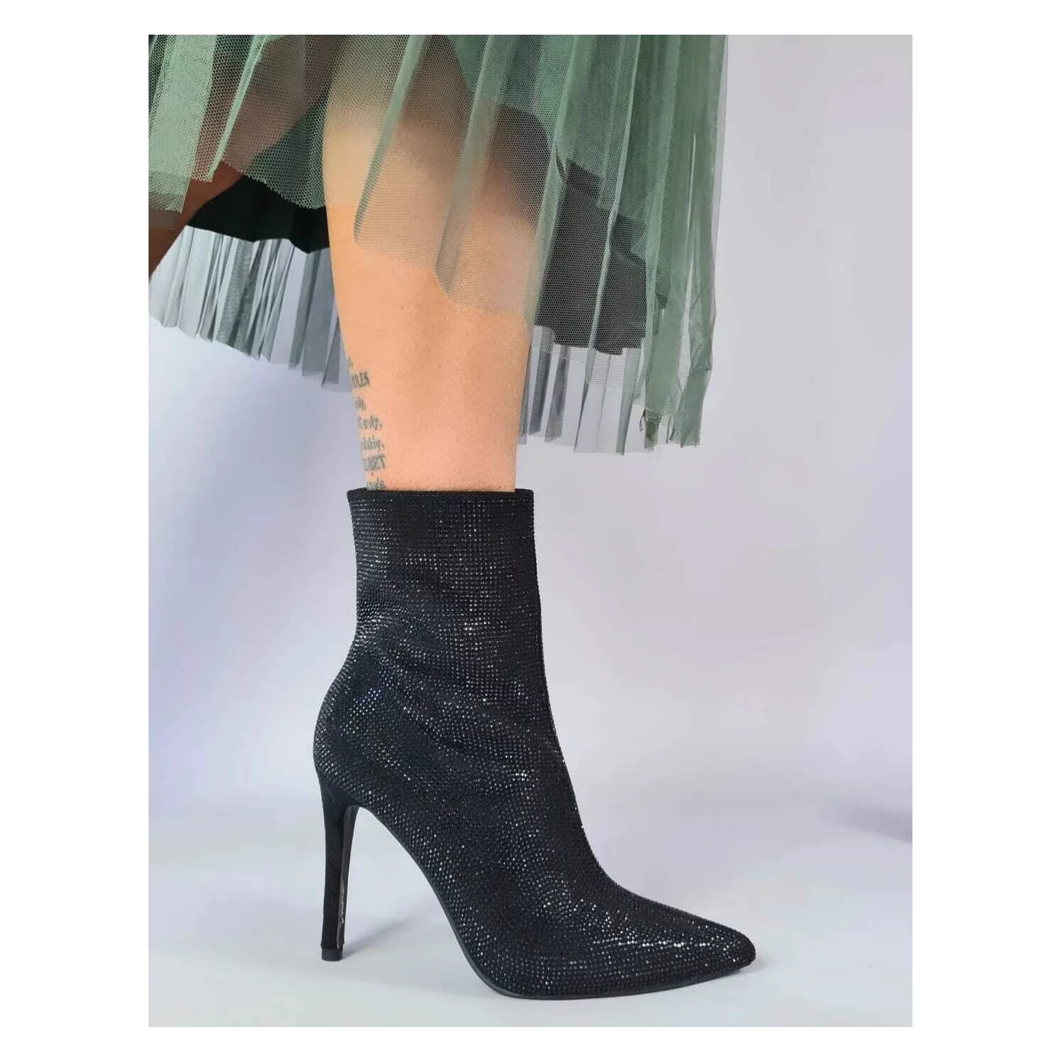 Botine dama Negre cu sclipici Velia