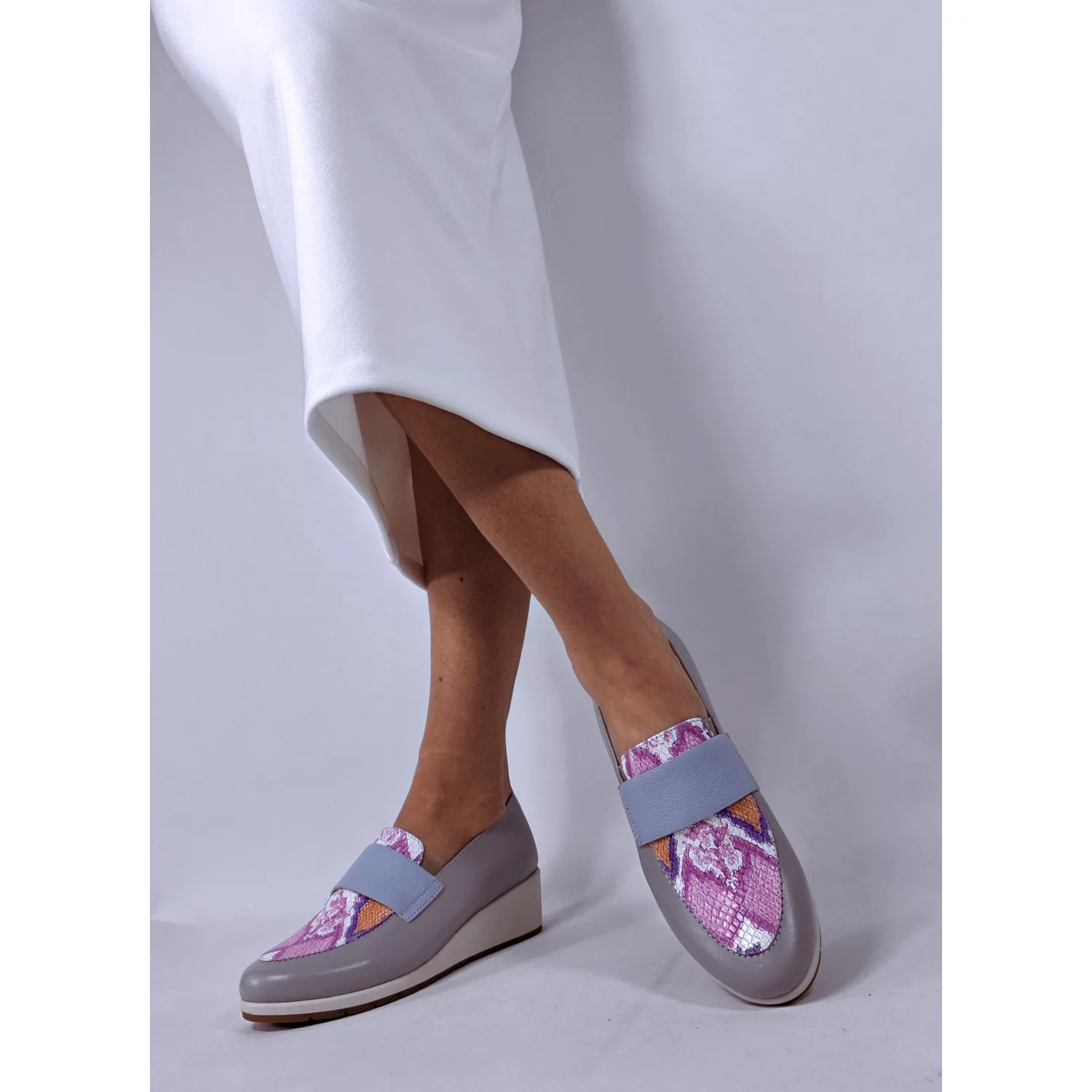 Pantofi dama Piele Naturala Gri cu Blue Oldy