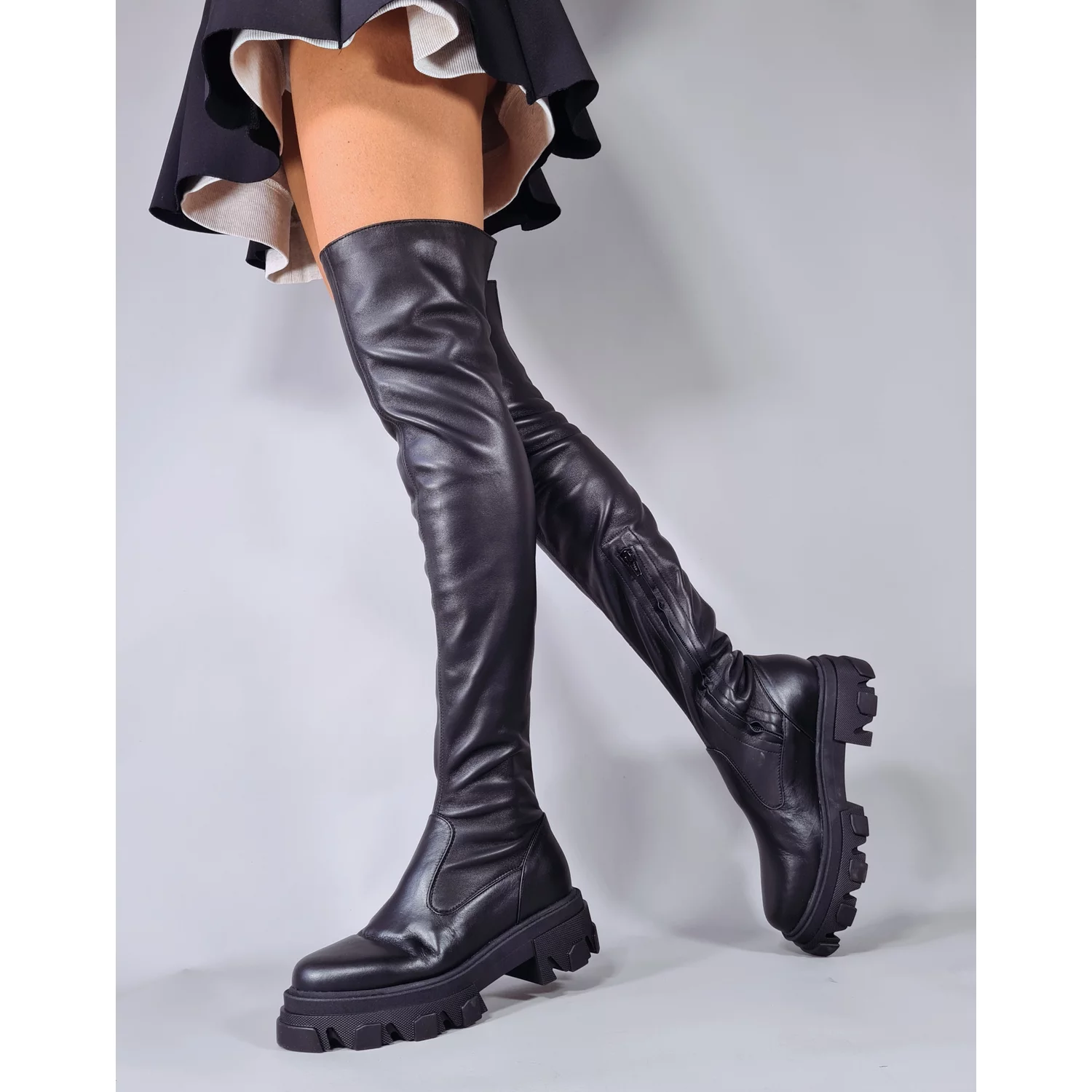 Cizme dama Piele Naturala Negre Elastice Nasty