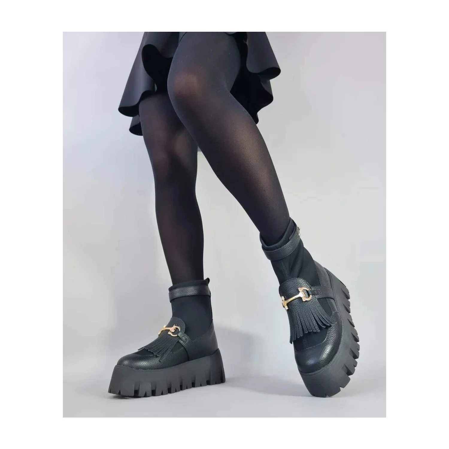 Ghete dama Piele Naturala Neagra Bacara