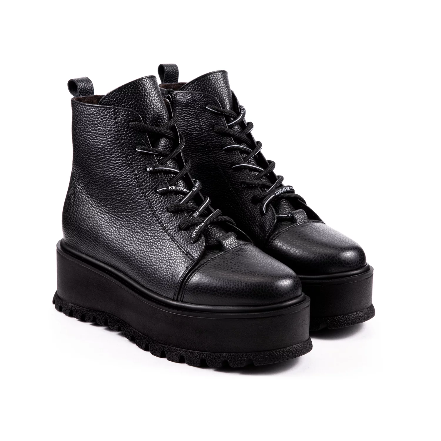 Ghete dama din piele naturala neagra Brick