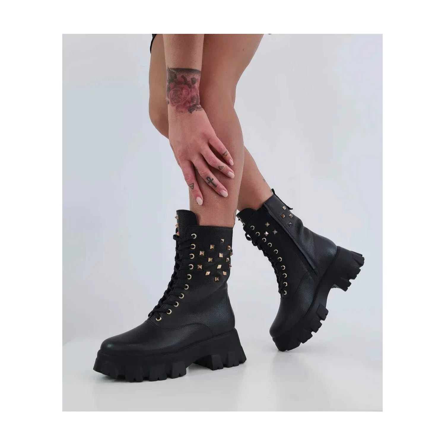 Ghete Piele Naturala neagra Bilbao