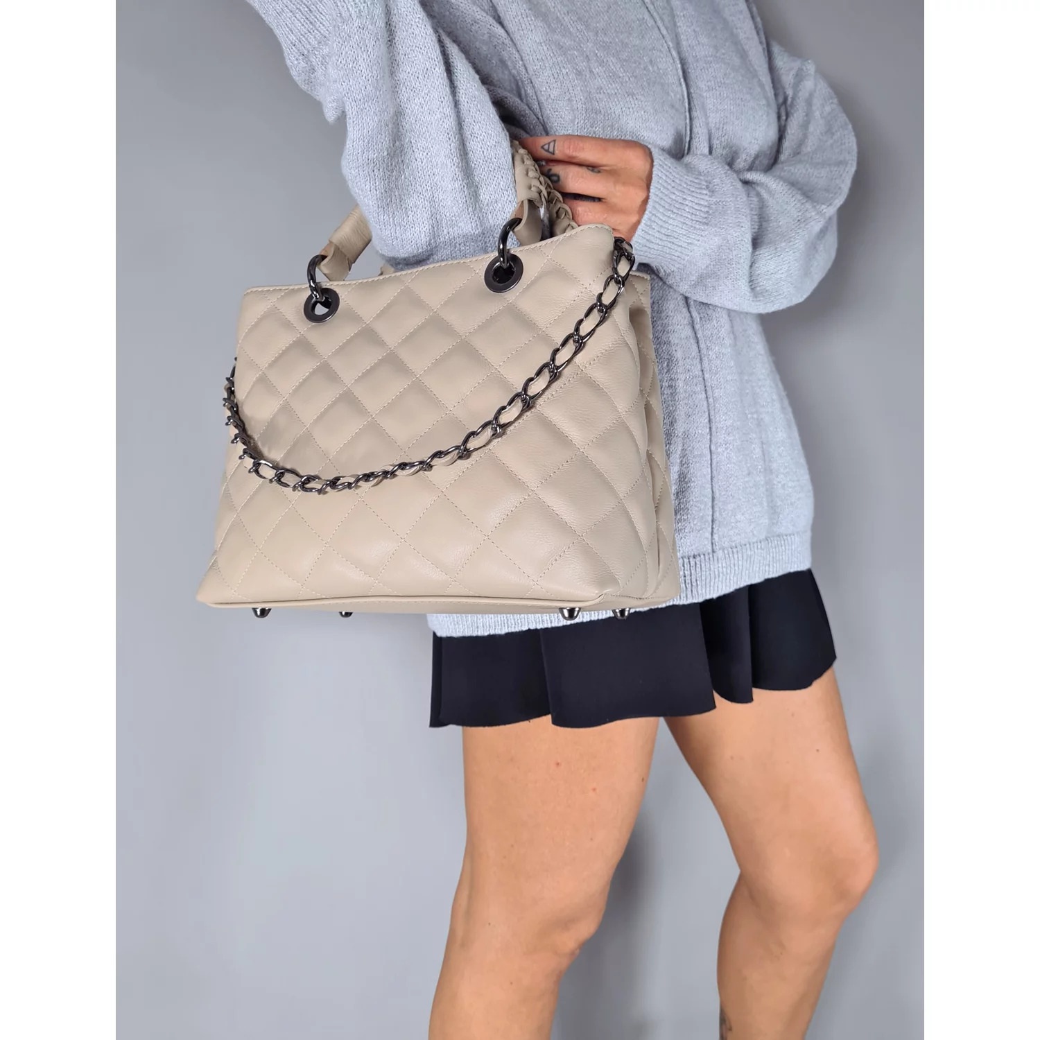 Geanta dama Piele Naturala Bej Zeta