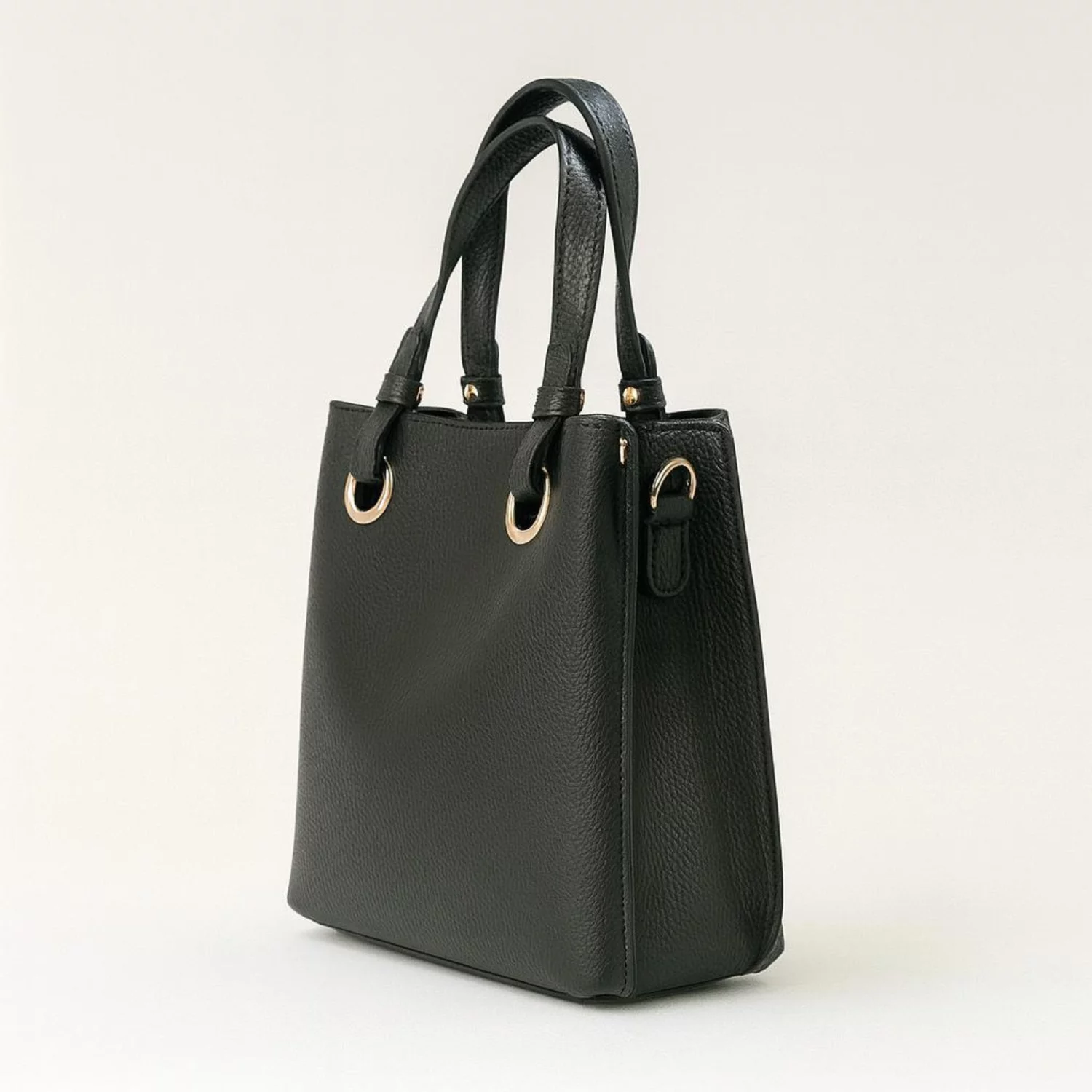 Geanta medie dama Piele Naturala Neagra Lisa