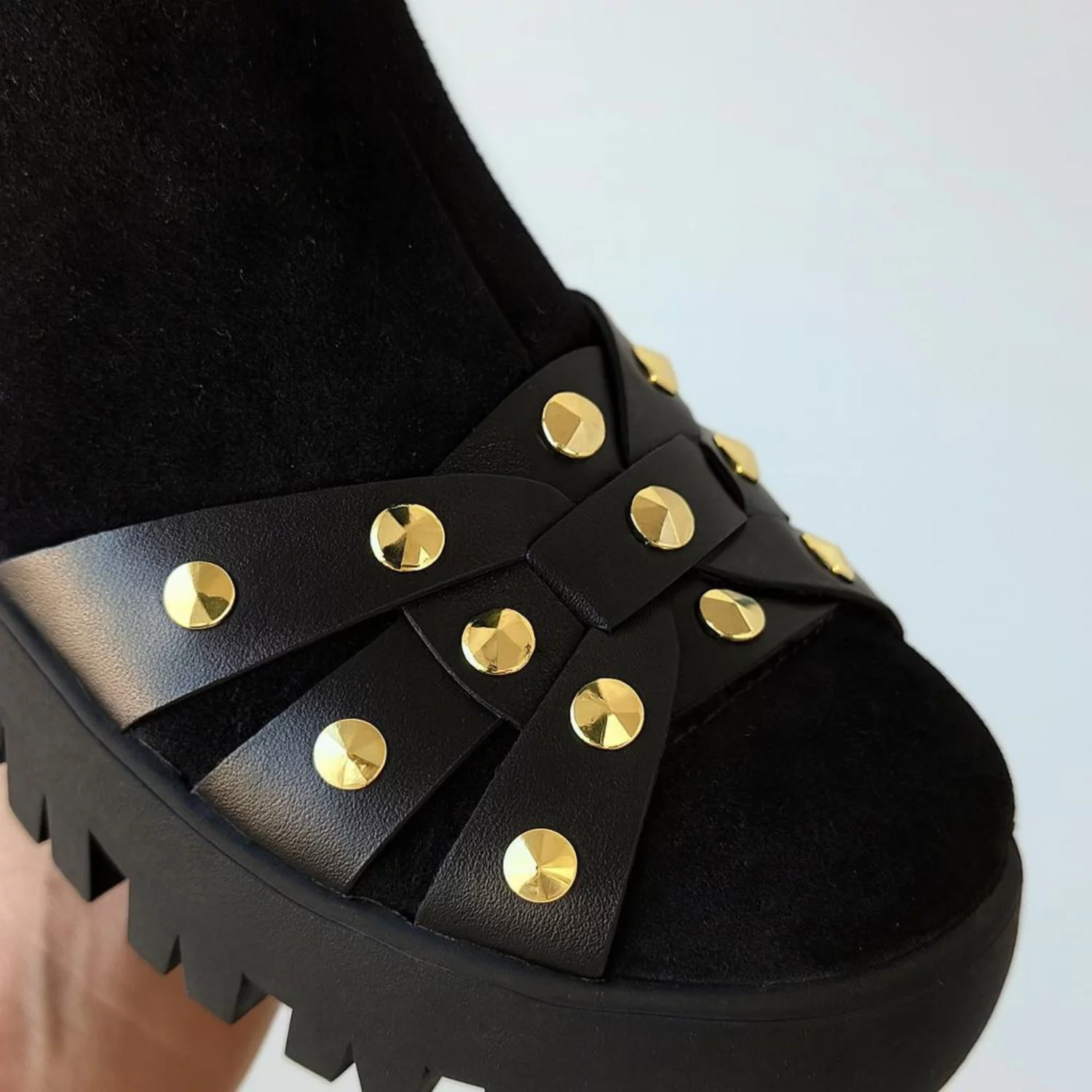 Ghete dama Piele Naturala Neagra Jaya