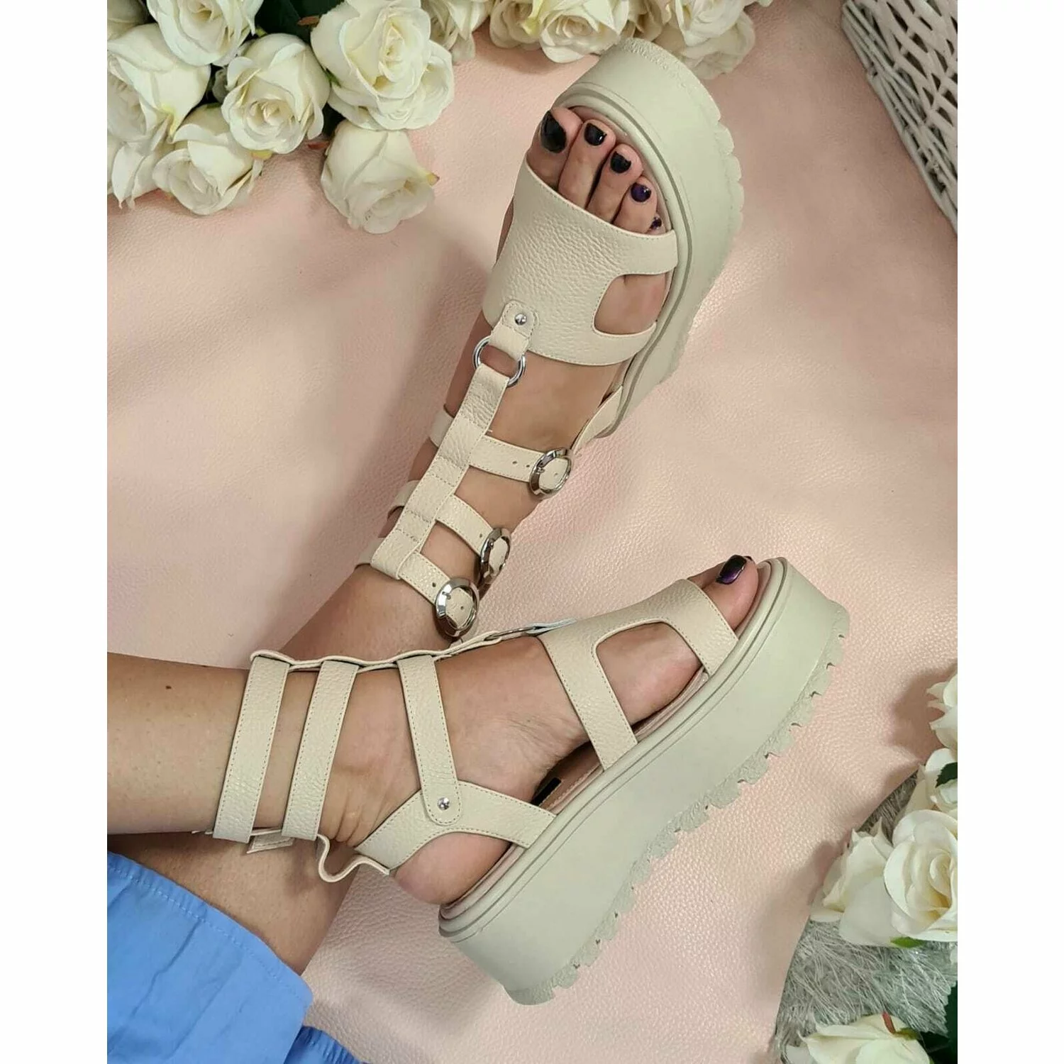 Sandale de dama bej Britney