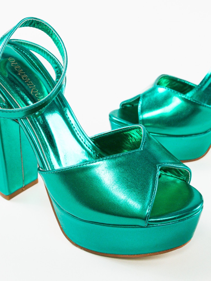 Sandale cu toc Yuuki Argintii