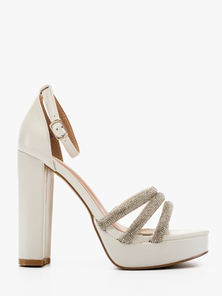 Sandale cu toc Avila Albe