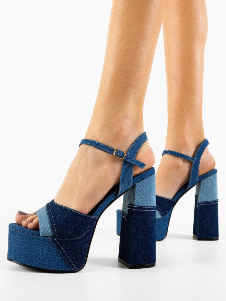 Sandale cu toc Myrat Bleumarin