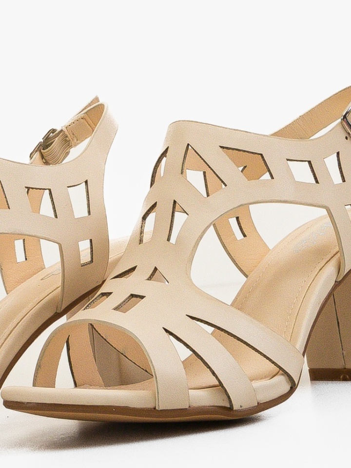 Sandale cu toc Kajje Albe