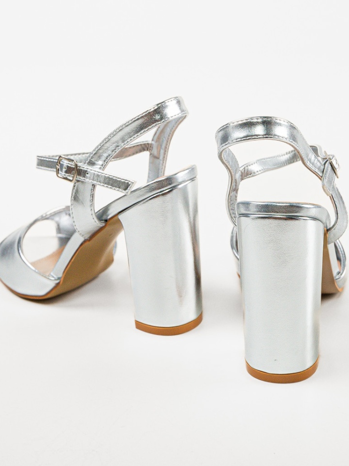 Sandale cu toc Glenna Argintii