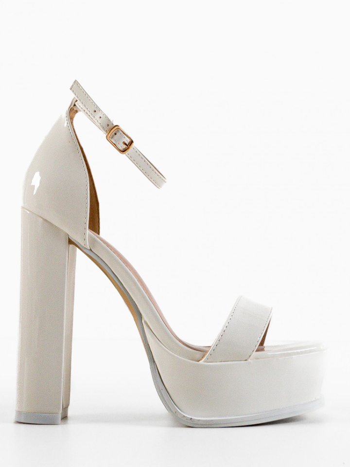 Sandale cu toc Buhy Albe