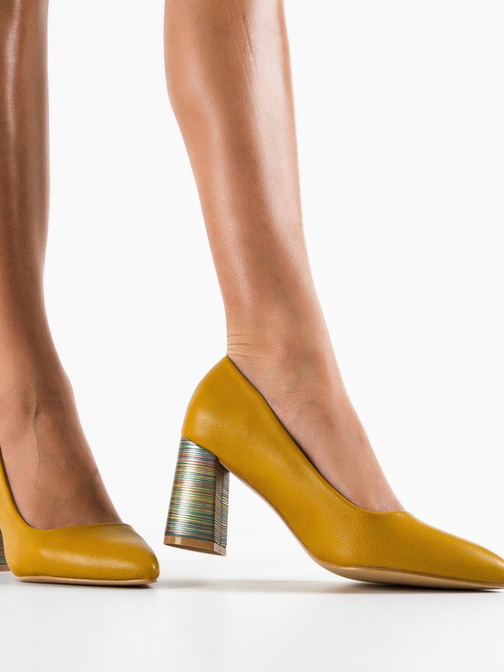 Pantofi cu toc Tuka Galbeni