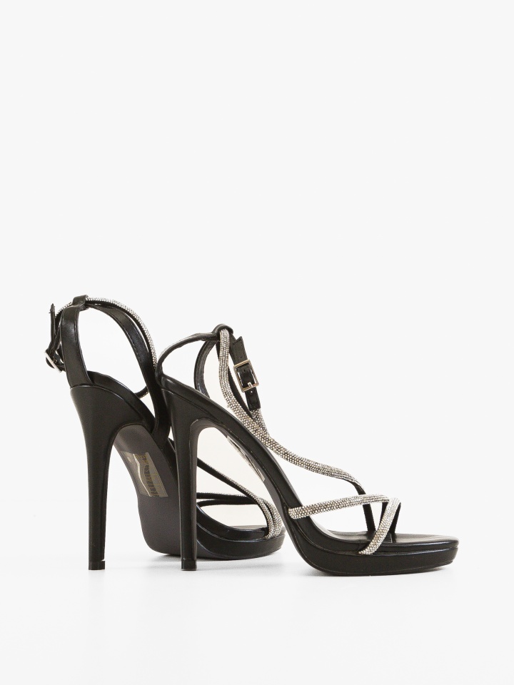 Sandale cu toc Polly Negre