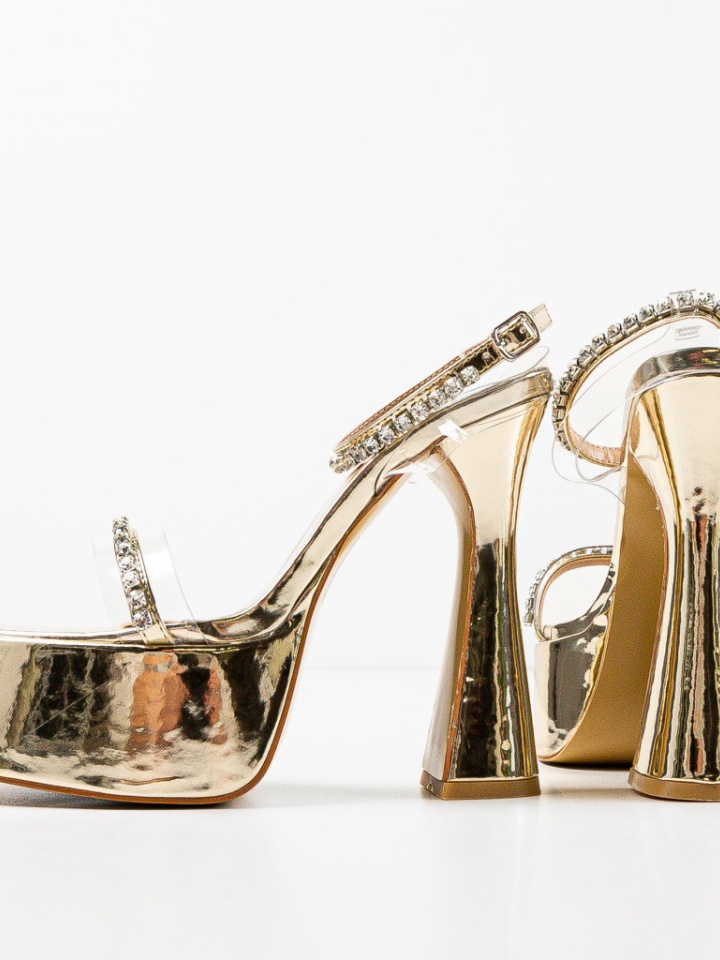 Sandale cu toc Barbara Argintiii