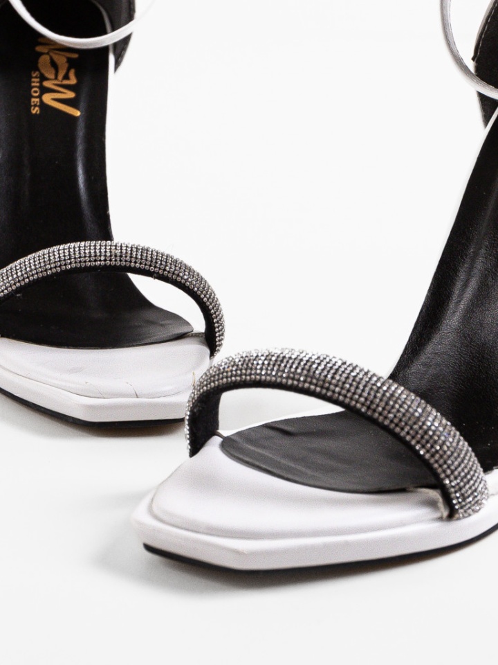 Sandale cu toc Noely Albe