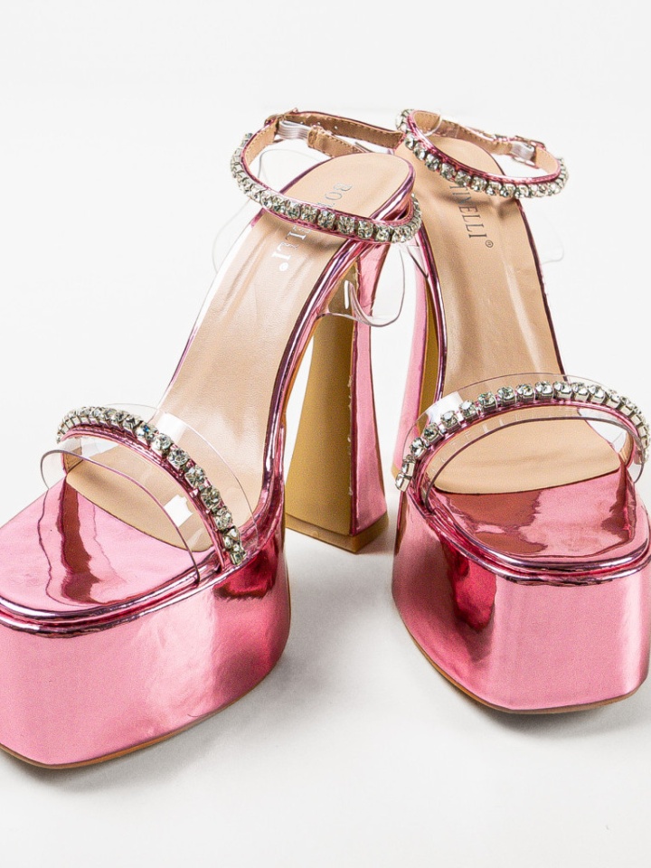 Sandale cu toc Barbara Argintiii