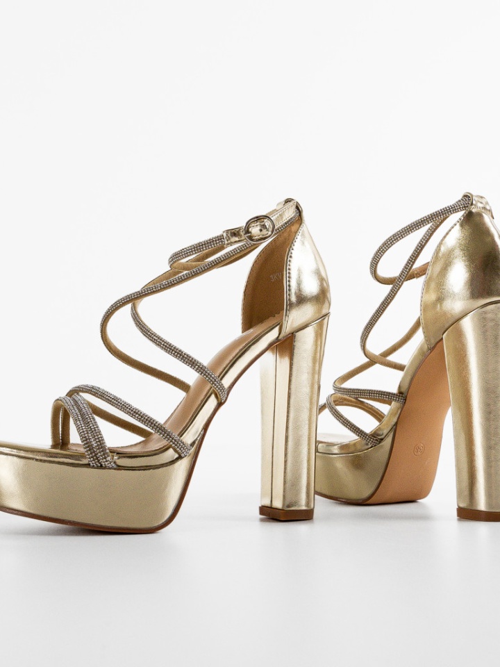 Sandale cu toc Dene Aurii