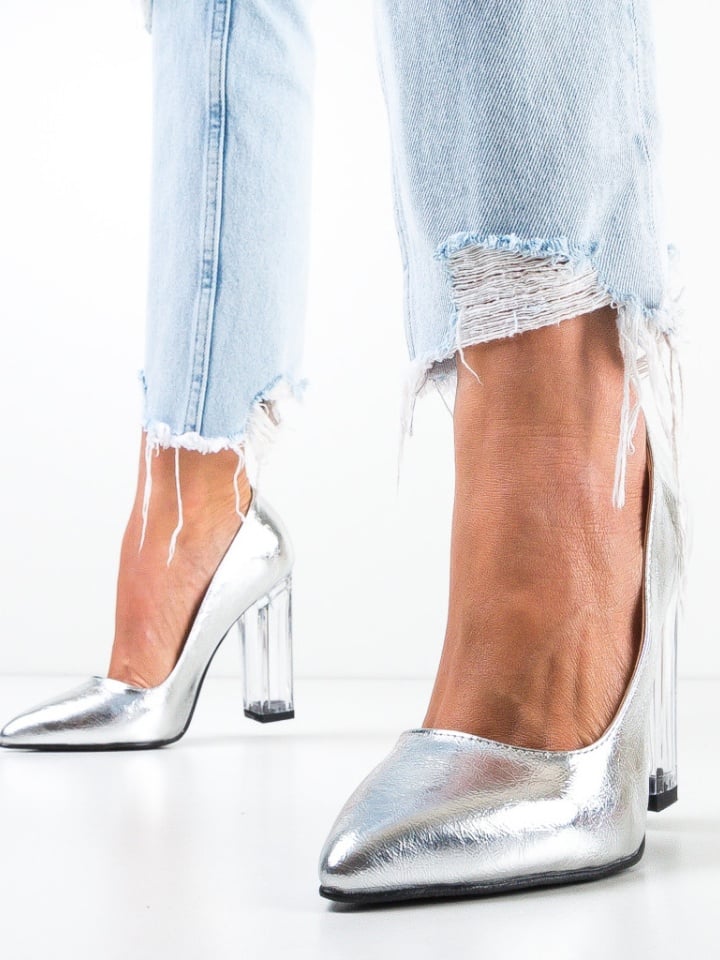 Pantofi Uflet Argintii