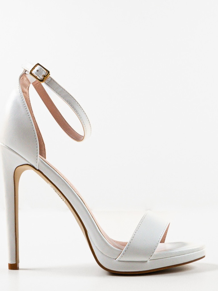 Sandale cu toc Akou Albe
