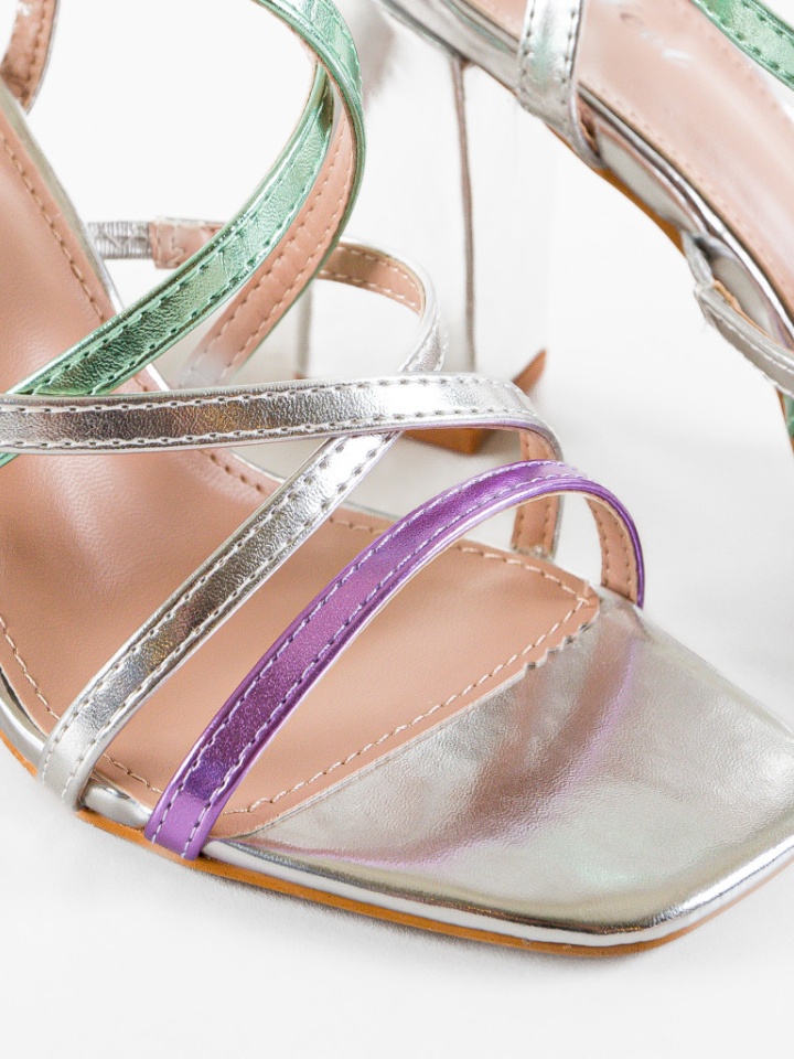 Sandale cu toc Amahle Argintii