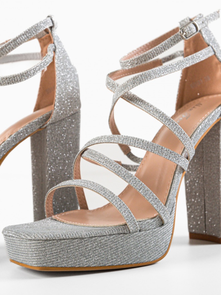 Sandale cu toc Hanson Argintii