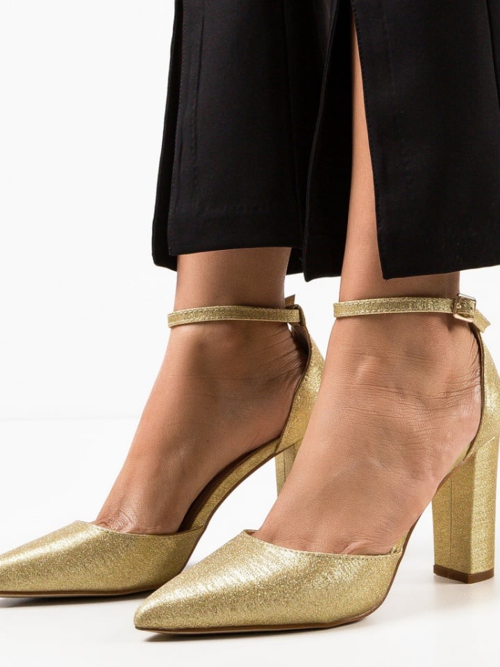 Pantofi cu toc Nakara Aurii 2