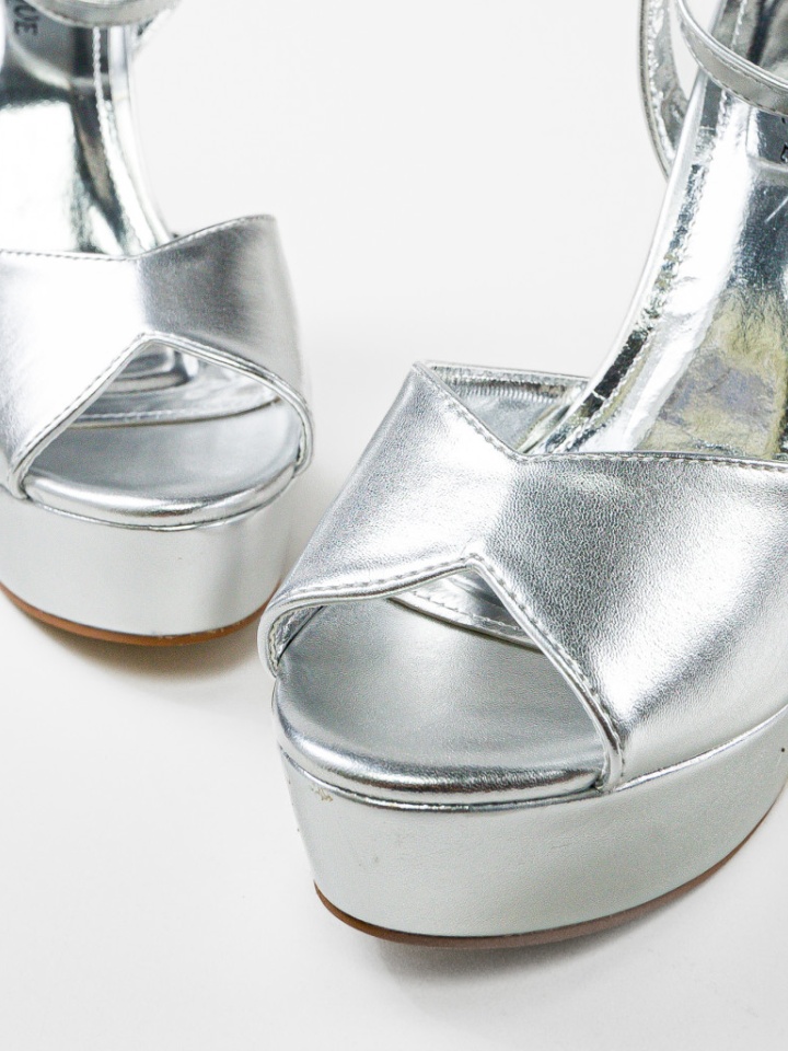 Sandale cu toc Yuuki Argintii