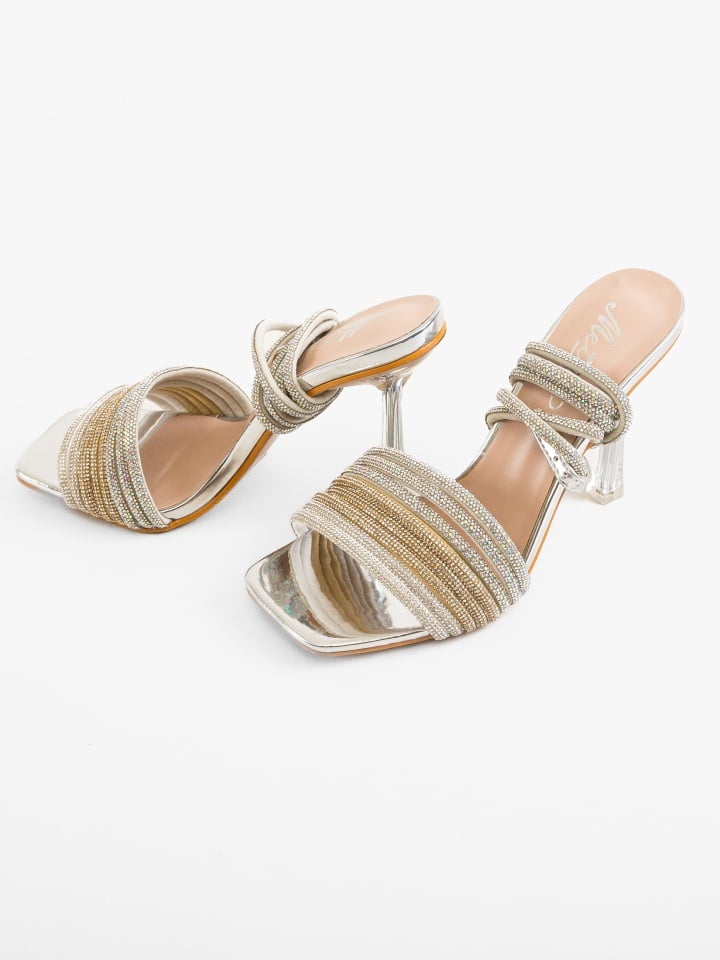 Sandale cu toc Anttoni Argintii